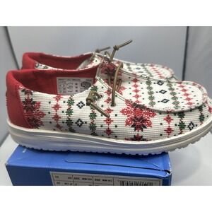 Hey‎ Dude Wendy Ugly Sweater Cream Comfort Casual Shoes, YT2-Christmas - (2-J)